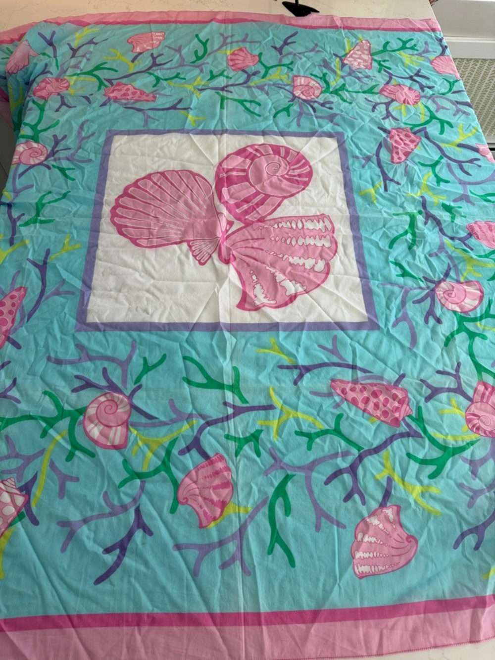 Vintage Manual Canovas Seashell Print Pareo Scarf